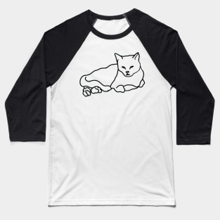 Cat Lying Down Outline Baseball T-Shirt